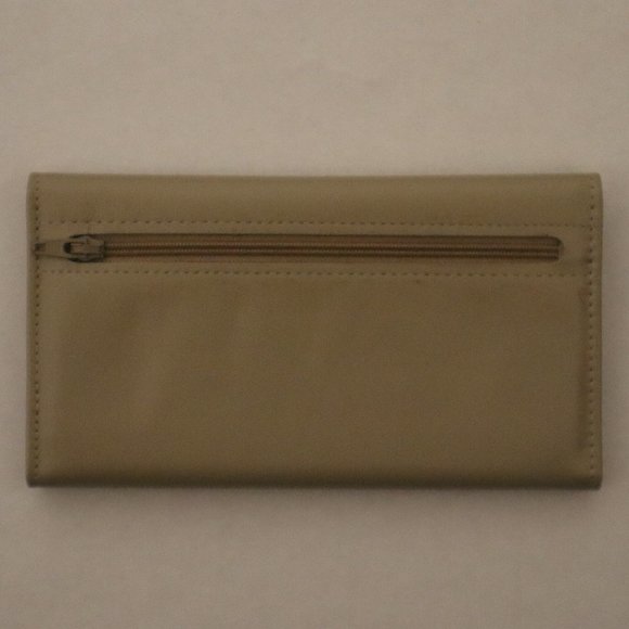 Amity Leather Trim Clutch - Floral Design - Tan - 6 14/16" x 3 9/16" w/ Package - Picture 5 of 9